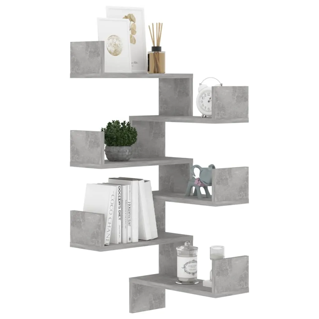 Étagères murales d'angle pour gain de place 40x40x50 cm gris béton x2 - 12