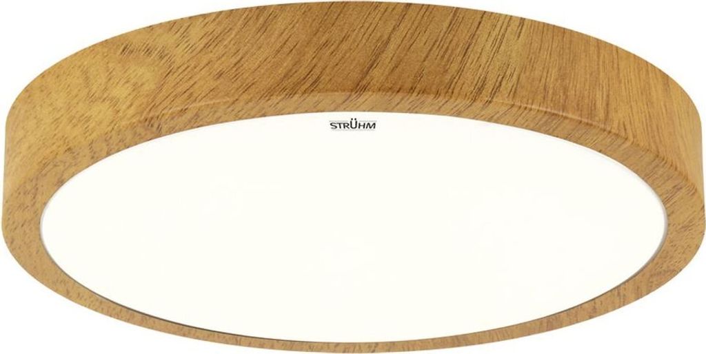 Deckenleuchte Metall LED IP44 Ø 28 cm rund Holz (Eiche) 4100 K neutralweiß 1260 lm