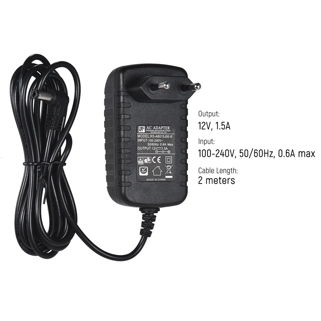alimentatore 12 V 1,5 A per Viltrox L116T L116B L132T L132B VL-162T Videoproiettori a LED 100-240 V ad ampia tensione - 6