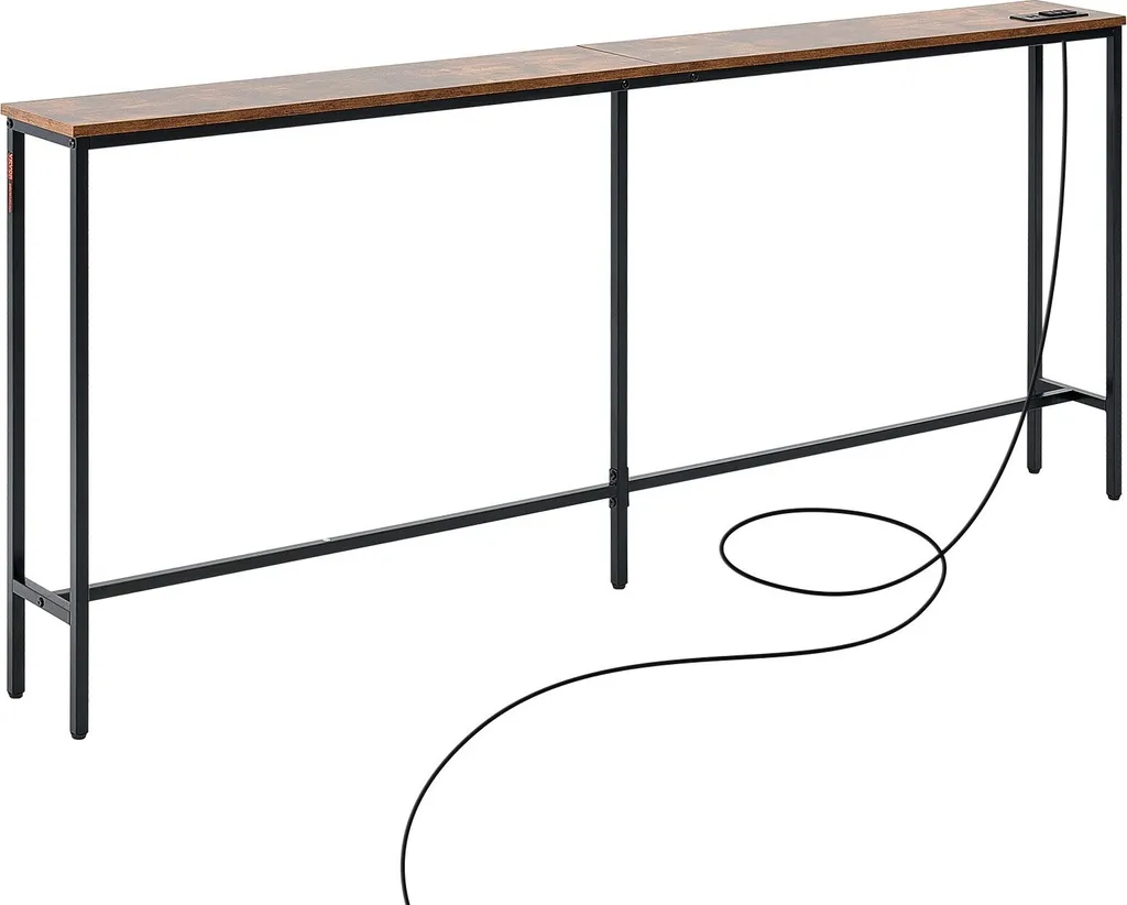 Console d'entrée fine 180cm avec multiprise intégrée style industriel - 9