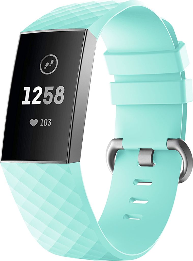 Für Fitbit Charge 3 / 4 weiches Armband Ersatzband Silikon Sport Watch Fitness TÜRKIS Ersatz Armbandgröße Gr. L