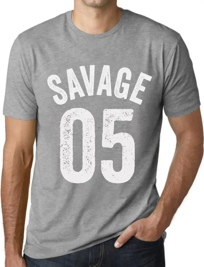 Herren Grafik T-Shirt Savage 05 Geschenk 5. Geburtstag Jahrestag 5 Jahre Jubiläum 5 Jährige Mann Jahrgang 2019 Kurzarm Lustige Druck
