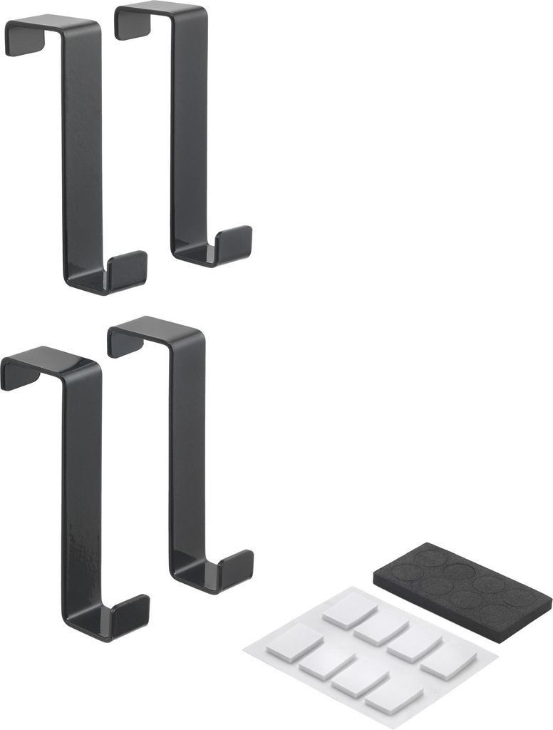 Metaltex 299752001 Türhaken 4er Set schwarz, für Türstärken Produktbild 