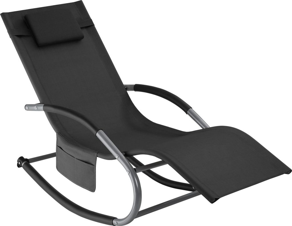 tectake Gartenliege Taya ergonomisch, mit Komfort-Schwingbewegung abnehmbares Kopfpolster, seitliche Aufbewahrungstasche