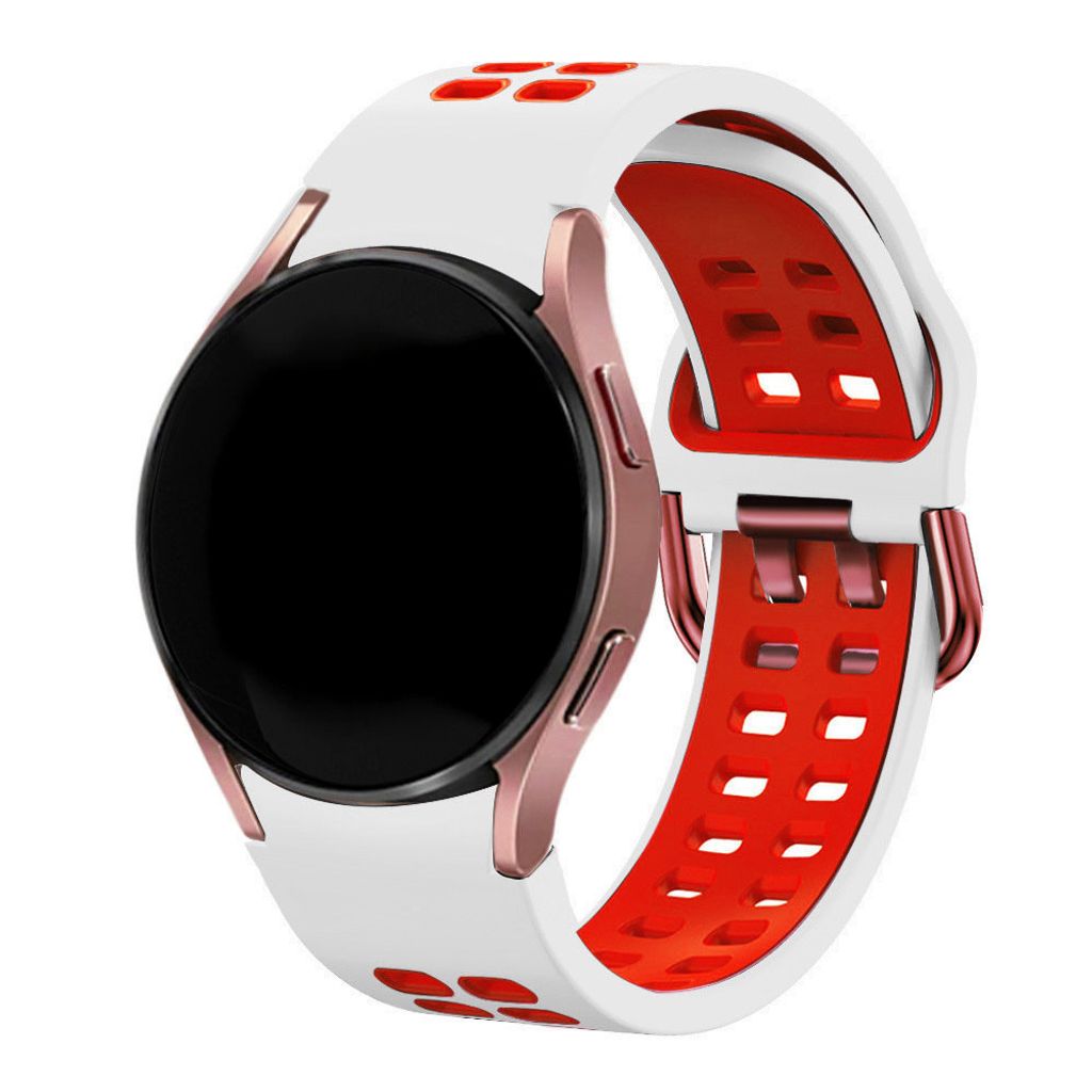 Strap-it Samsung Galaxy Watch 6 Classic 47mm Squared Sport Armband (Weiß/Rot)