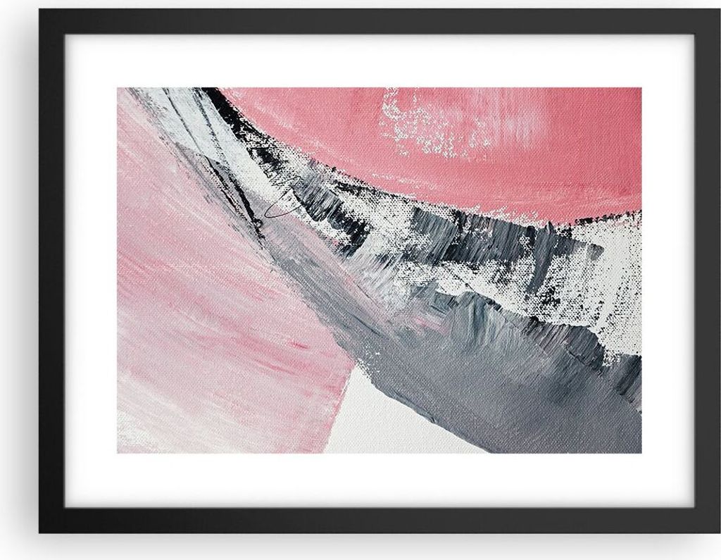 Gerahmtes Poster - Schwarzer Rahmen - Rosa Grau Farbe - 40x30 cm - Wand Bild - Wanddeko - Wandbilder - Kunstposter - Wandposter - Bilderrahmen - Bi...