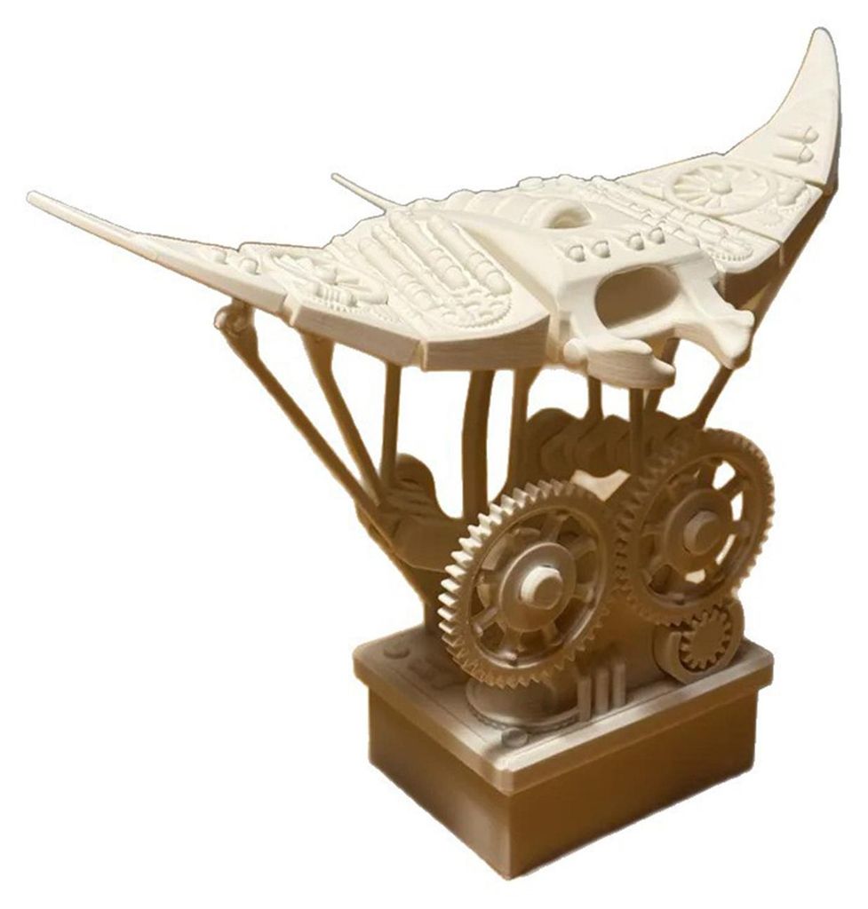 3D-gedruckte bionische Mantarochen-Figur, mechanische Meerestier-Dekoration mit Musik für Zuhause, Büro oder Schreibtisch.