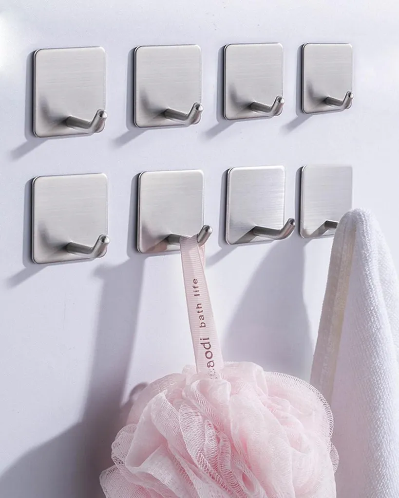 Porte-serviette mural autocollant en inox pour salle de bains et cuisine