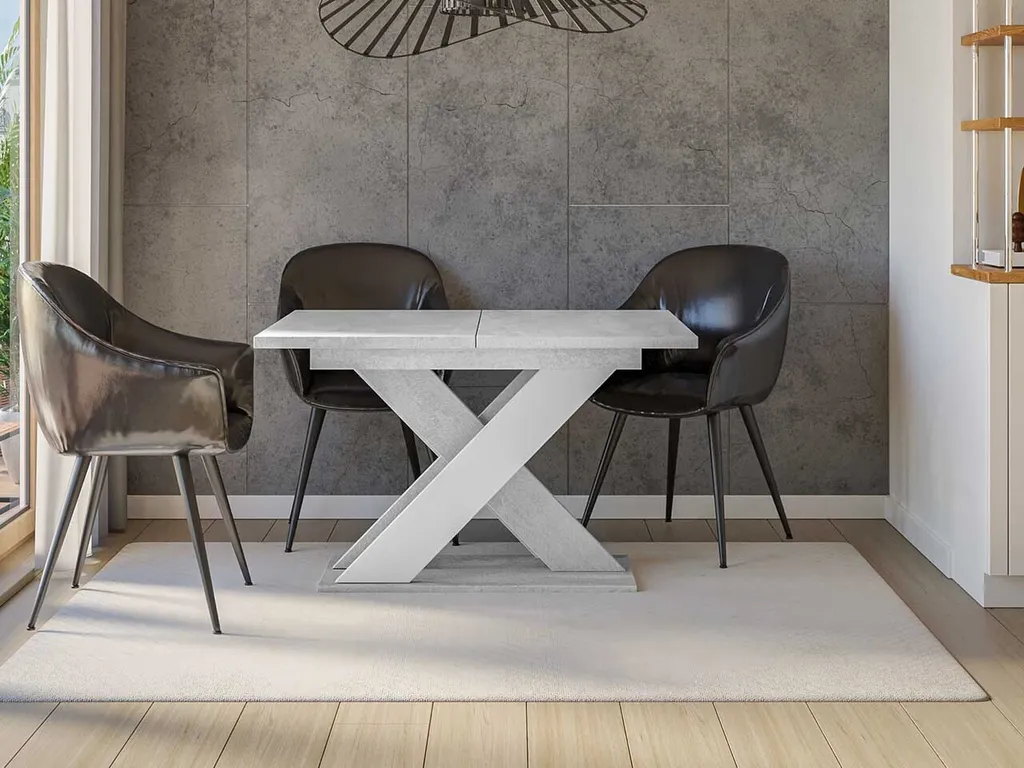 Table à manger gain de place FIGOL extensible 120cm - Gris et Blanc - 2