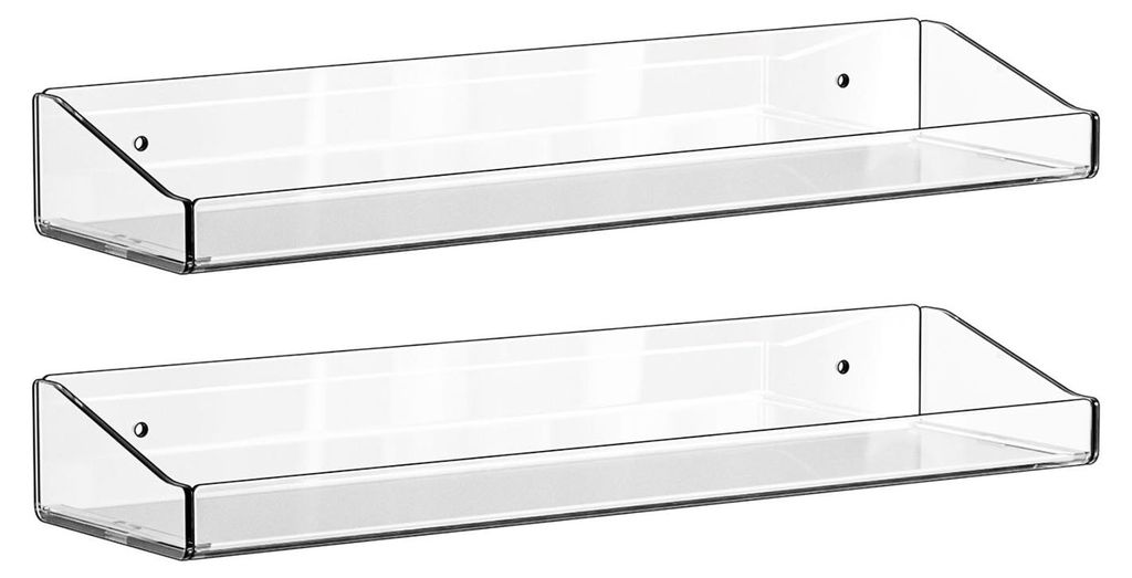 2 Stück transparente Acryl-Wandregale, wasserfest, moderne Präsentationsregale für Badezimmer, Schlafzimmer, Küche und Wohnzimmer