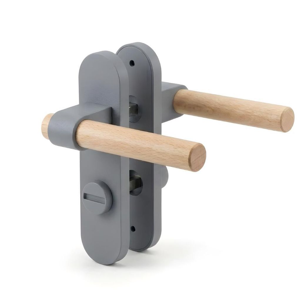Türdrücker-Garnitur mit Langschild | Grau  | Modernes Produktbild 
