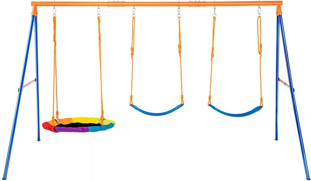 Aire de jeux jardin pour enfants avec balançoire nid et 2 assises