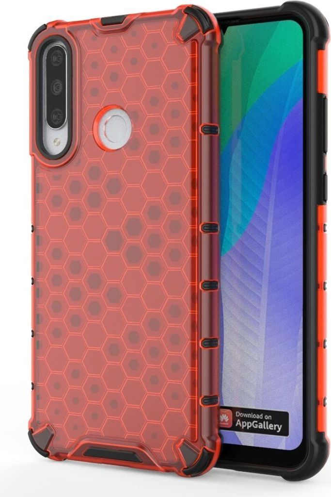 Mobigear Honeycomb Huawei Y6p Hülle Hardcase Backcover Stoßfest - Rot