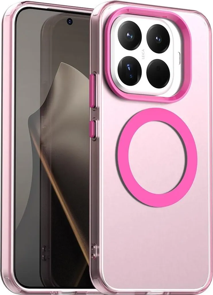 Custodia MagSafe per Xiaomi 15T Pro - Cover posteriore Phonesta HardFrost Semi-Trasparente - Rosa opaco