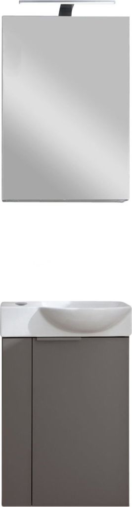 FACKELMANN SBC B.PARIS Gäste WC Waschtisch Set mit Spiegelschrank 45 cm breit, Grau, Türanschlag rechts Eleganz und Funktionalität für Dein Bad...