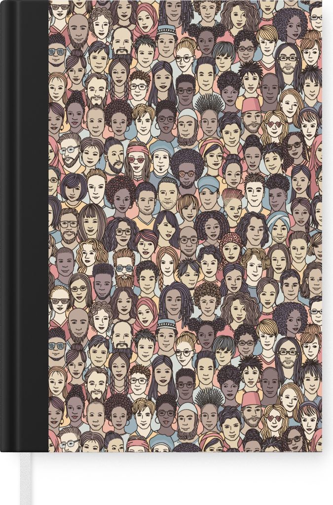 MuchoWow Notizbuch Tagebuch Haushaltsbuch Notebook A5 Vielfalt - Muster - Gesicht - Notizblock - Notizheft - Notebook - Schreibblock - Papier