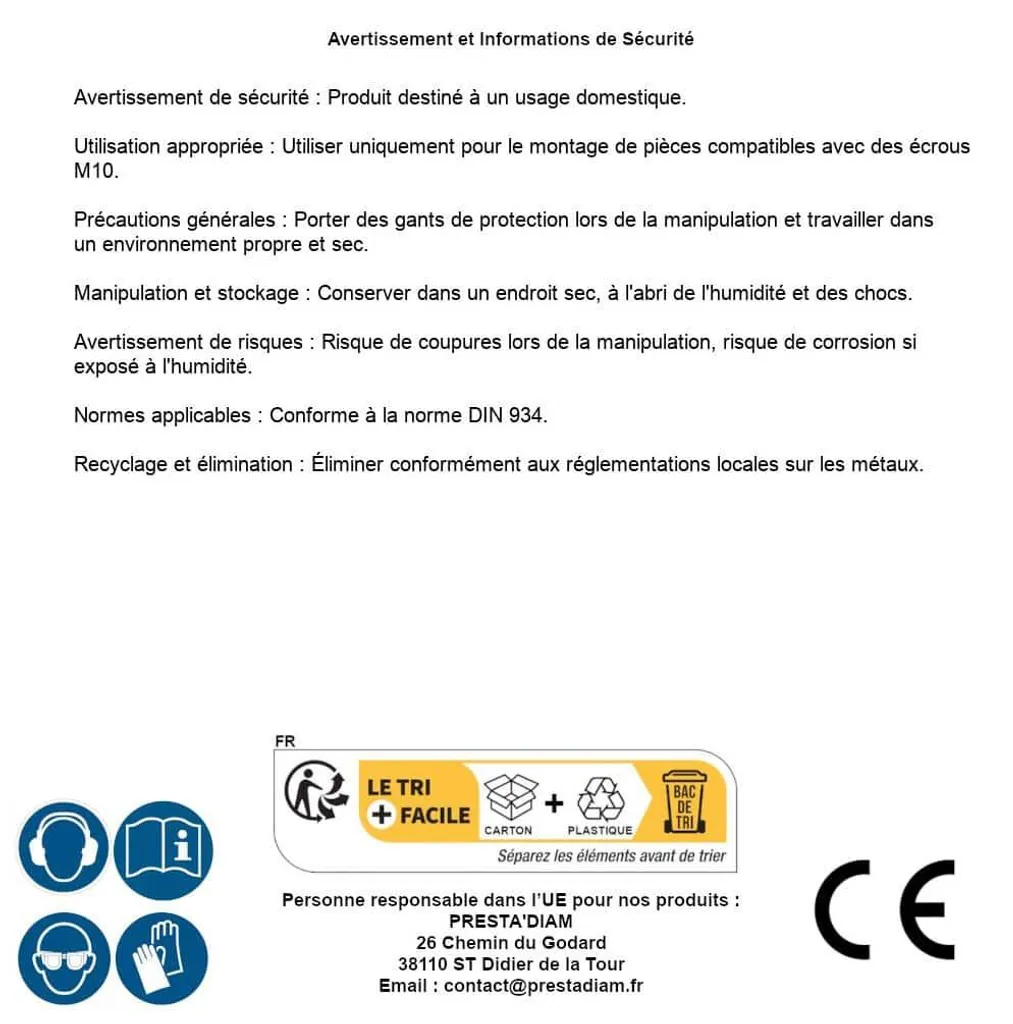 100 Écrous Hexagonaux M10 DIN 934 en Acier Inox A4 par D-Work - 3