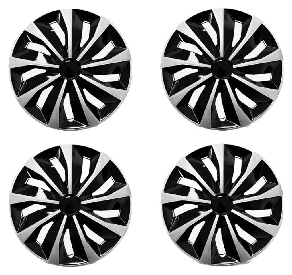 Lot d'enjoliveurs 15 pouces compatibles Polo finition chrome et noir