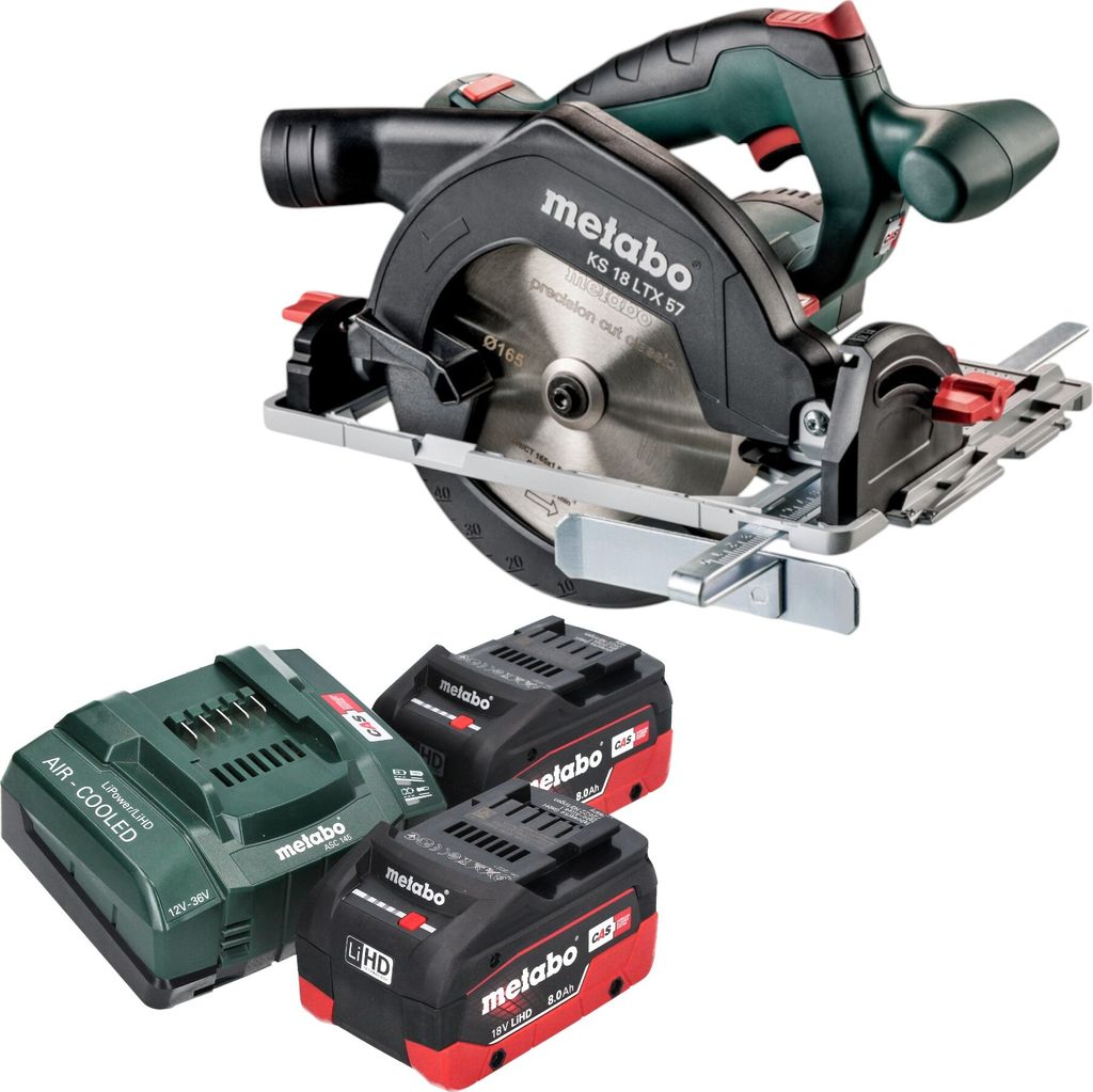 Metabo KS 18 LTX 57 Akku Handkreissäge 18 V 165 mm + 2x LiHD Akku 8,0 Ah + Ladegerät