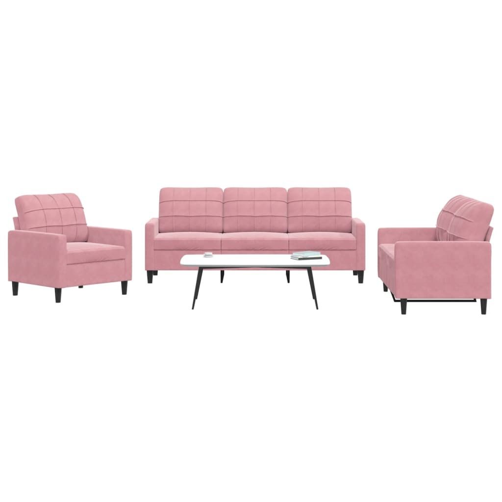 Maison Exclusive - 3-tlg. Sofagarnitur mit Kissen Rosa Samt