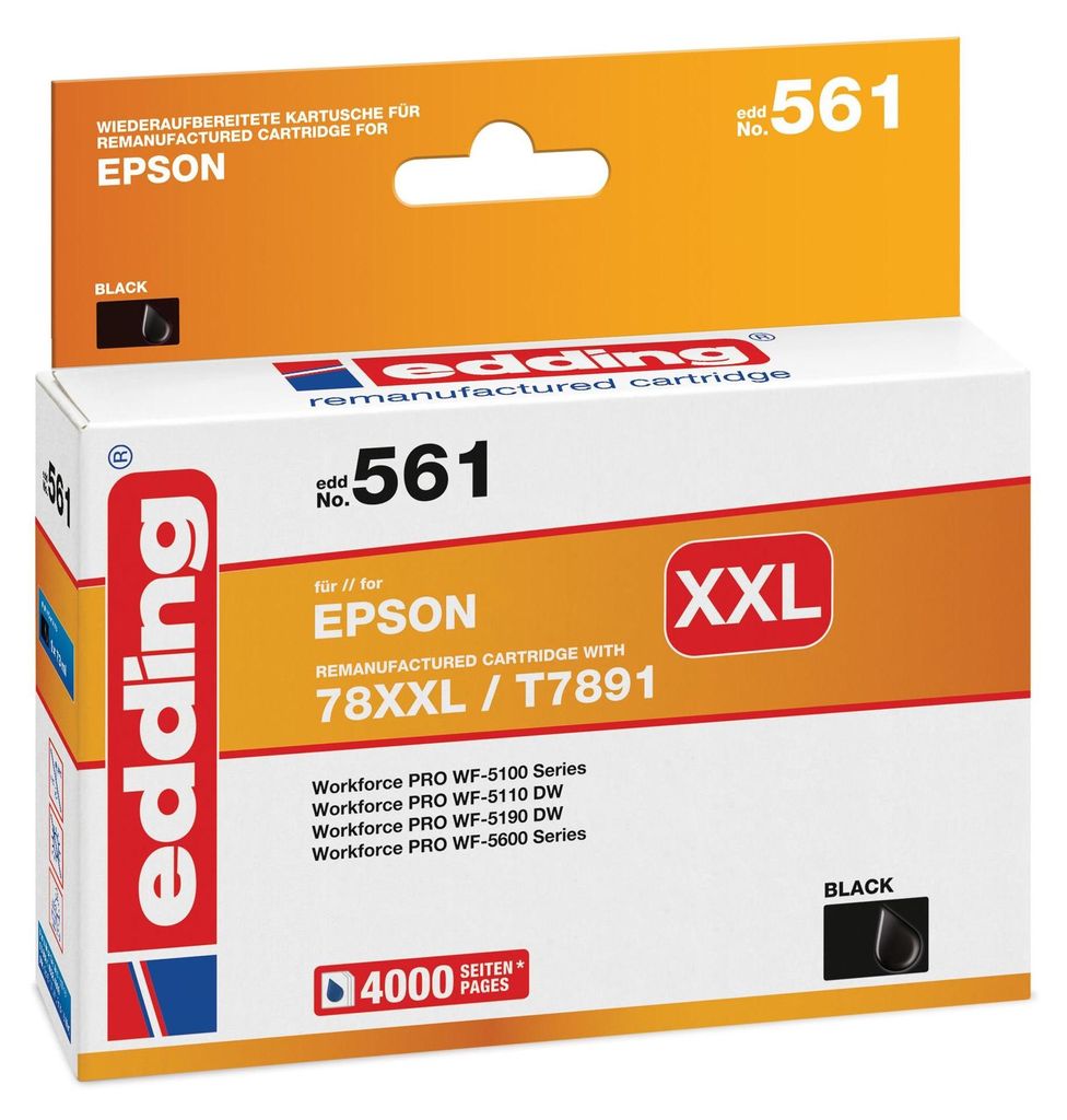 Edding EDD-561, Schwarz, 73 ml, 1 Stück(e), 4000 Seiten, Produktbild 