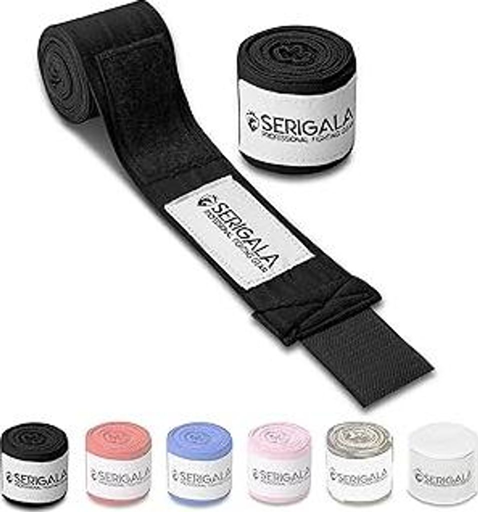 Serigala 4,5m Boxbandagen mit Daumenschlaufe - Halb elastische Bandagen Boxen mit extra breitem Klettverschluss - Kampfsport Bandagen für Thaiboxe...