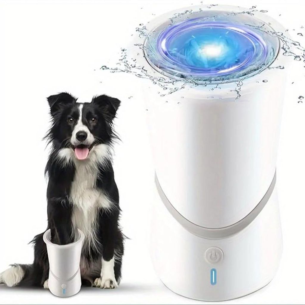 Elektrischer Hundepfotenreiniger – Wiederaufladbarer Pfotenreiniger mit Silikonbürsten, Tragbar, Schnelle Reinigung für Hunde & Katzen
