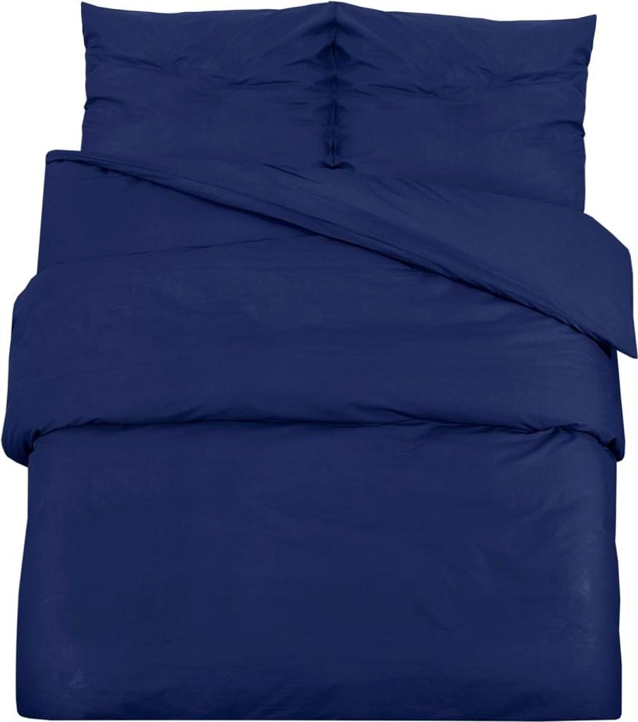 vidaXL Bettwäsche-Set Marineblau 135x200 cm Baumwolle