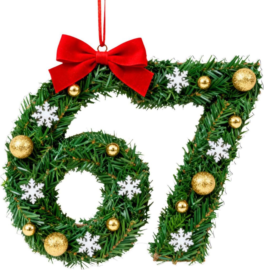67 lustige Weihnachtsornamente 2025, handgefertigter Weihnachtsmann-Anhänger, Sechs-Sieben-Meme-Dekoration, Rückspiegel-Weihnachtsgeschenk-Dekora...