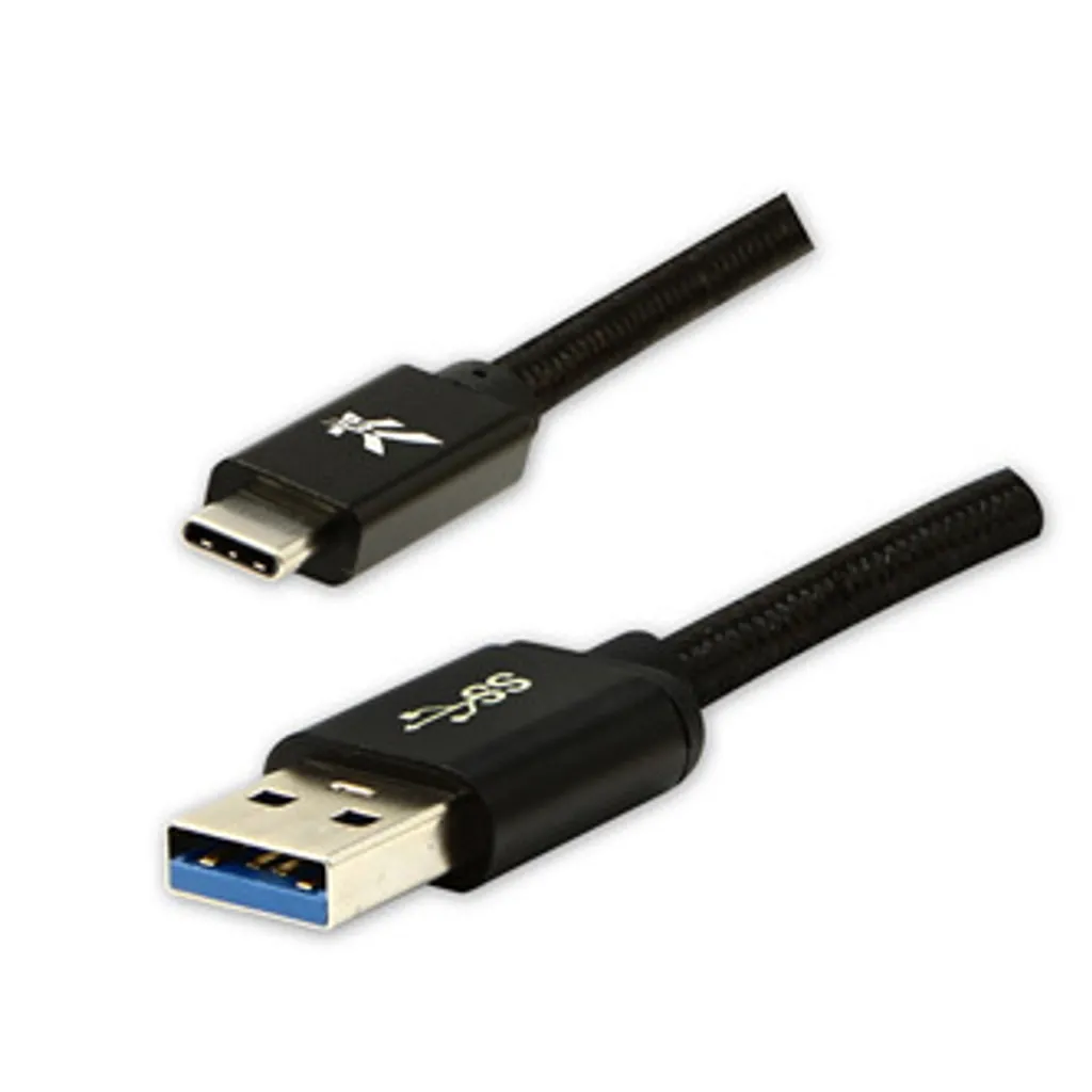 Cavo USB Logo (3.2 gen 1) USB A maschio - USB C maschio 2 m nero 5 Gbps, 5V/3A treccia di nylon,