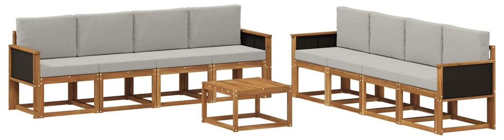 vidaXL Outdoor-Sofagarnitur mit Kissen 7 pcs Natürlich und Hellgrau