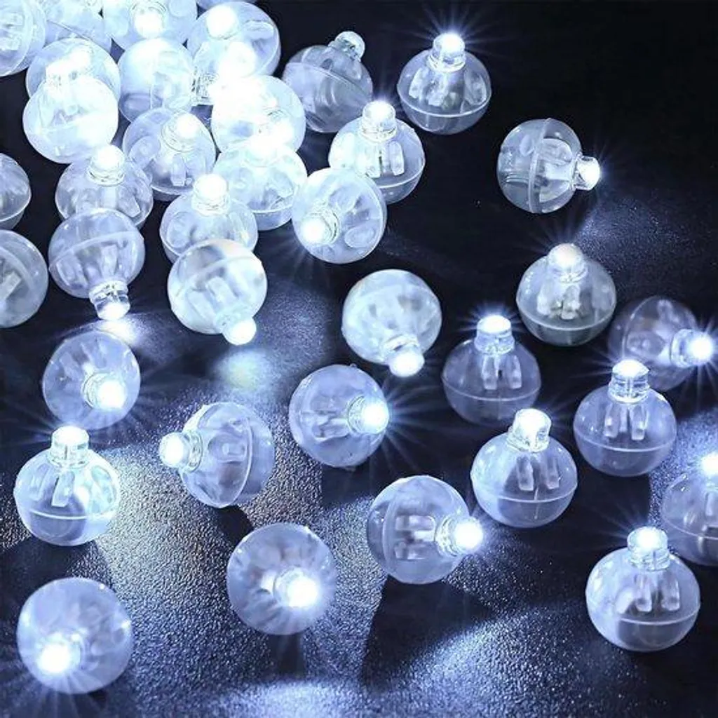 Lampion LED blanc pour ballon de baudruche et décoration de mariage 50pcs