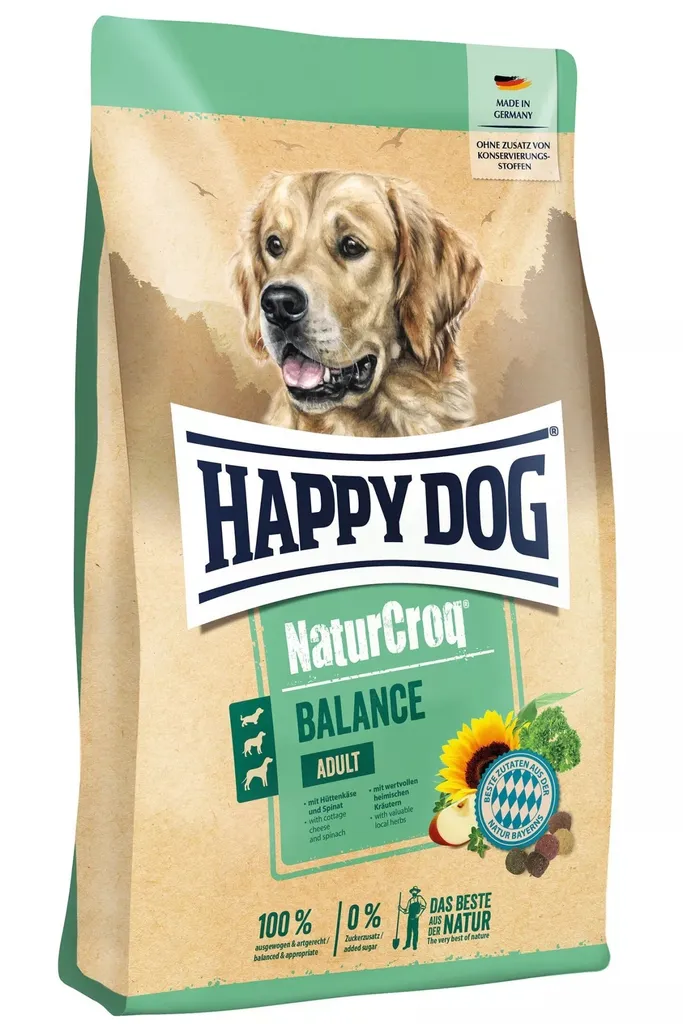HappyDog 15 kg di pollame naturale Croq Balance con ricotta e spinaci