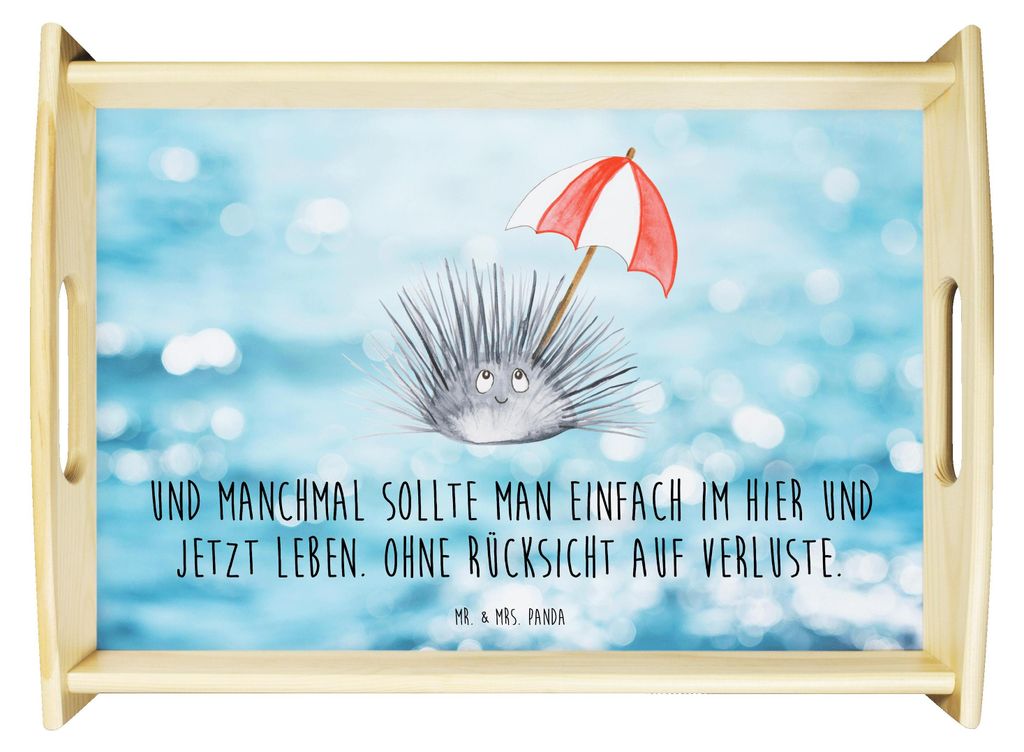 Mr. & Mrs. Panda Servier Tablett Seeigel - Oceanblue - Geschenk, Meer, getränketablett, Sofa, Lebe, Selbstliebe, Leben, holz, Selbstakzeptanz, Ser...