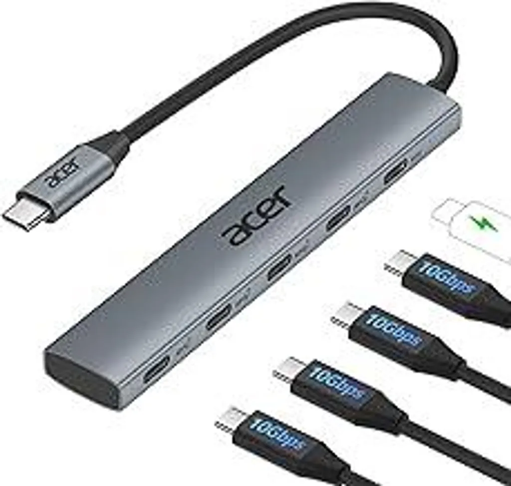 Adattatore Hub Acer USB-C 3.2 Gen 2 10Gbps - 4 Porte + 100W PD Portatile