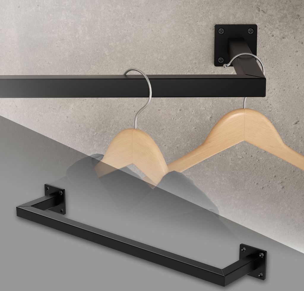 Obdélníkový věšák na zeď ML-Design, 12x60 cm, černý, z Obrázek produktu 