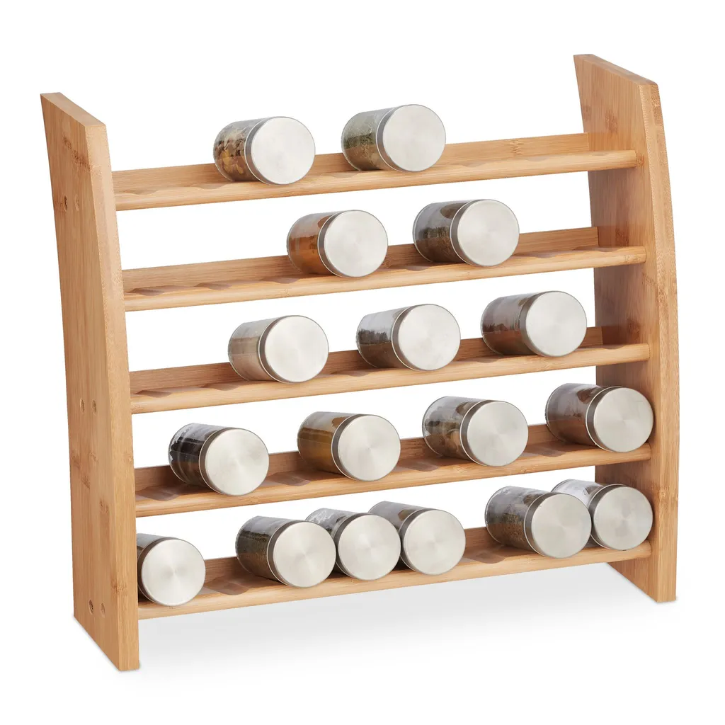 Relaxdays Portaspezie in Bambù 5 Ripiani: Organizer Cucina Naturale