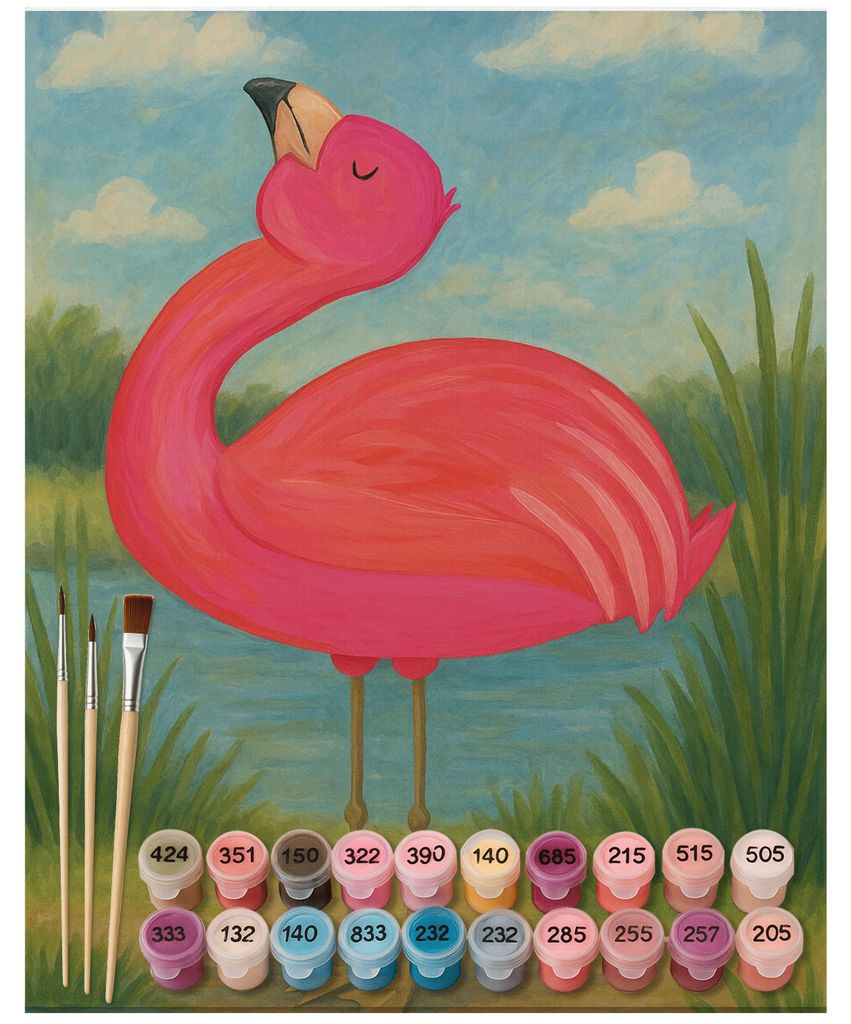 Mr. & Mrs. Panda Malen nach Zahlen Flamingo Stolz Design 40 x 50 cm Mit Rahmen - Weiß - Geschenk, Mama, Selbstliebe, Leinwand, malset, Rosa, DIY, ...