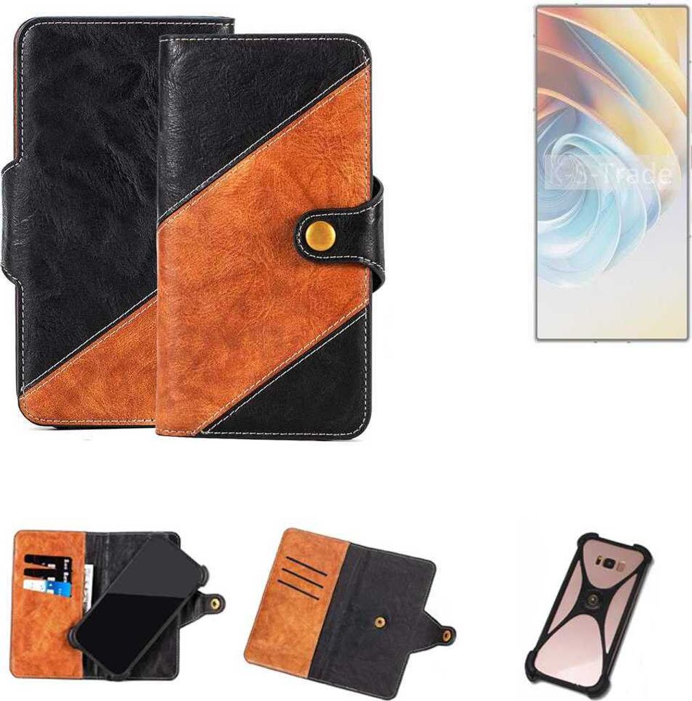 K-S-Trade Handyhülle Schutzhülle Bookstyle Case Wallet-Case kompatibel mit Nubia Z60 Ultra Leading Version Handy Cover Bumper Klapphülle schwarz