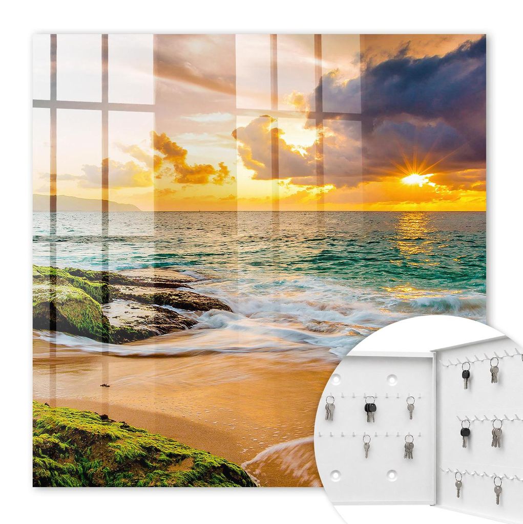 Metall Schlüsselkasten 30 x 30 cm - weißer Schlüsselschrank zur Wandmontage - wandhängende Schlüsselbox mit Tür - rechts öffnend - Schlüsse...