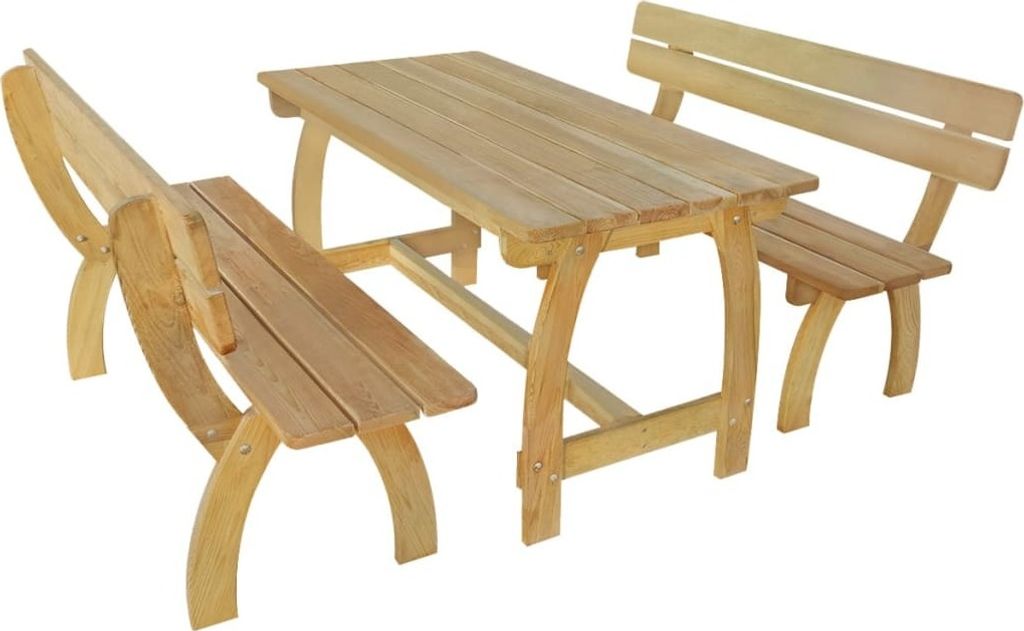 Möbel Biertisch mit 2 Bänken Imprägniertes Kiefernholz - Gartenmöbelgarnituren 273754