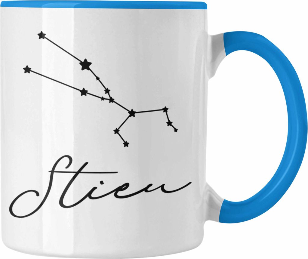Trendation - Stier Sternzeichen Tasse Geschenk Horoskop Tierkreiszeichen (Blau)