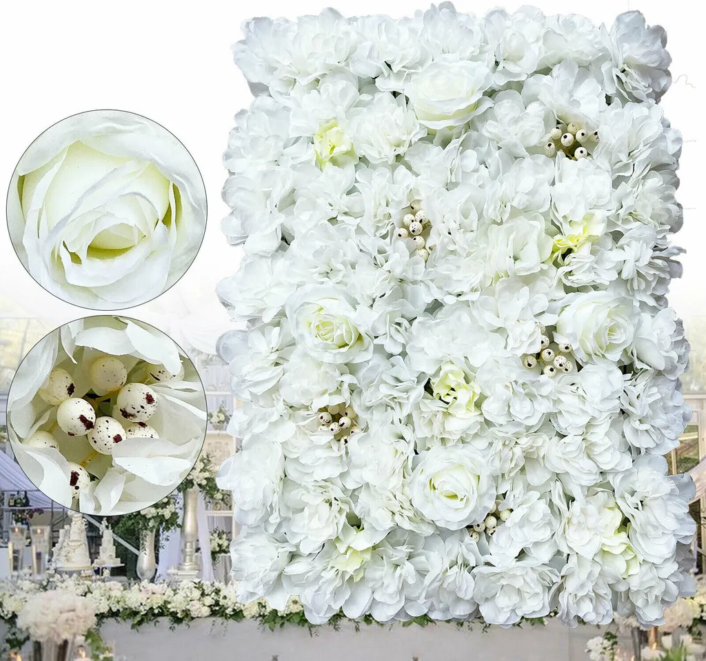 Panneau de fleurs artificielles décoratif pour habillage mural de fête