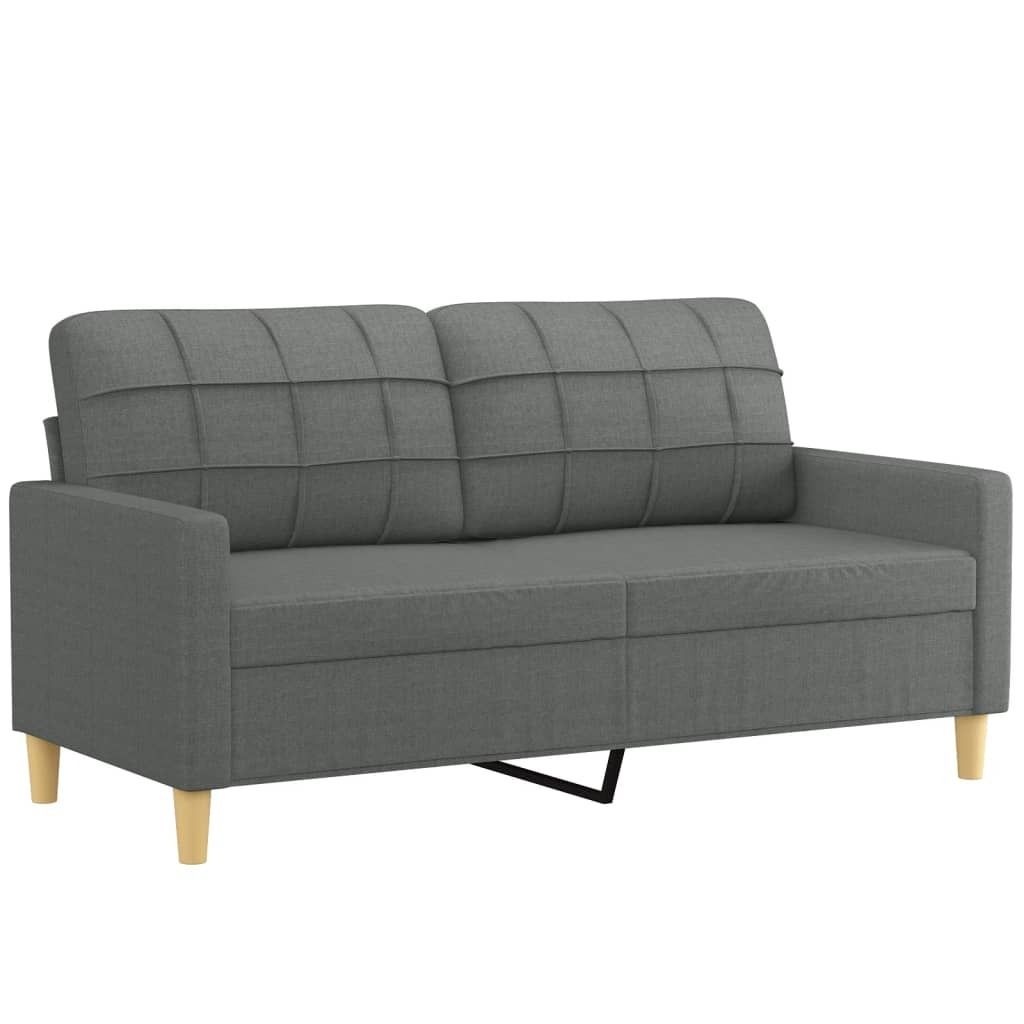 vidaXL 2-Sitzer-Sofa mit Zierkissen Dunkelgrau 140 cm Stoff