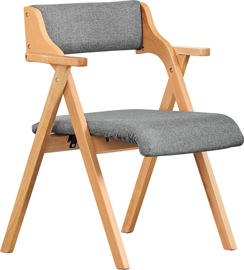 SoBuy Opvouwbare stoel met houten frame, grijs, Productafbeelding 