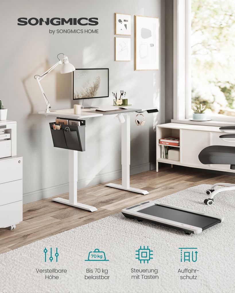 SONGMICS Höhenverstellbarer Schreibtisch elektrisch 120cm, Produktbild 