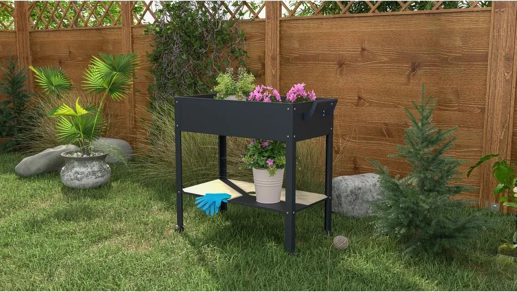 Table de rempotage ergonomique Hibiscus anthracite avec plateau robuste