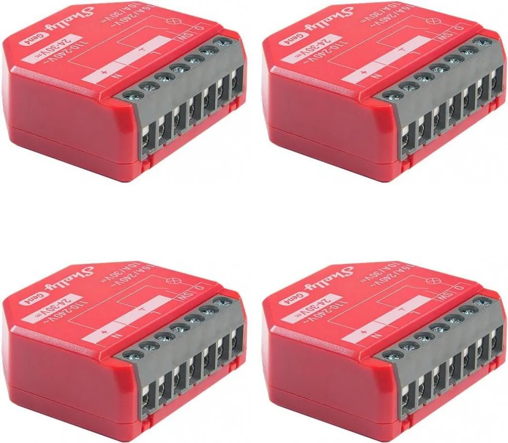 Shelly 1PM Gen4 Pack de 4 relais connectés 1 canal 16A avec mesure