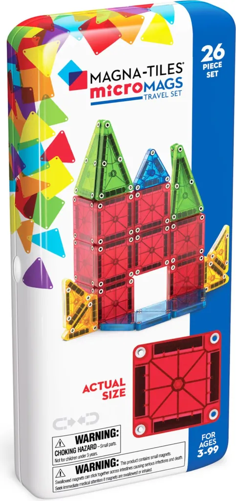 Magna-Tiles microMAGS 26 Pezzi: Set Magnetico Portatile Colori Vivaci