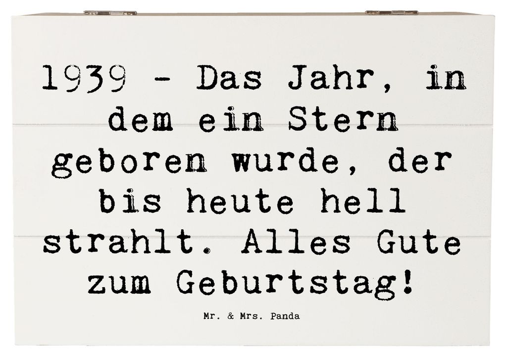 Mr. & Mrs. Panda Geschenkbox Spruch 1939 Geburtstag 22 x 15 cm - Weiß - Geschenk, vergangene Zeiten, fotobox, kiste holz, Alter, truhe, historisch...